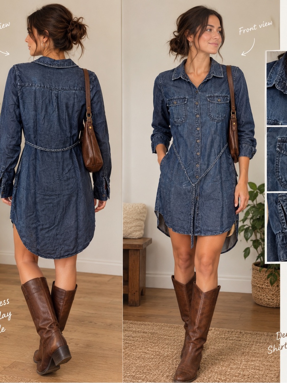Parasuco Dark Blue Denim Shirt Dress